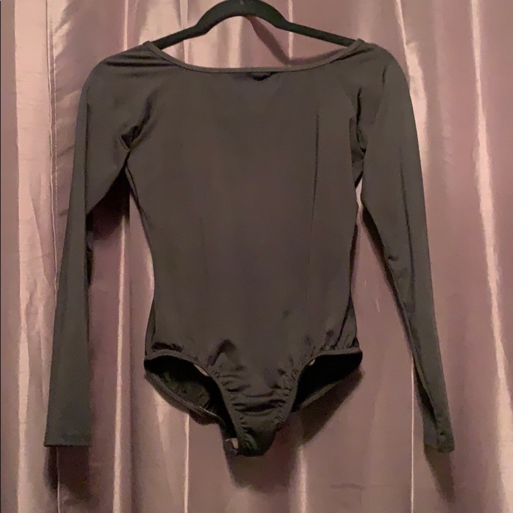 Long sleeved, low back leotard